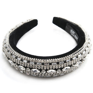 Rhinestone Silver black Velvet Hairband